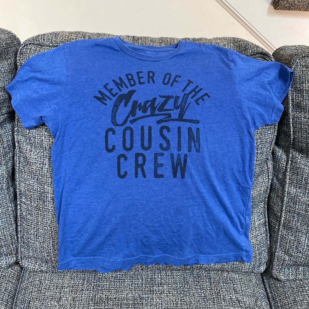 Member of the Crazy Cousin Crew Blue T-Shirt, Size Youth Medium